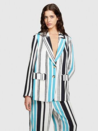 Tamamı Desenli Çift Düğmeli Maskülen Kesim Blazer Ceket Kadın Renkli Ceket - 324P2VJDLW024