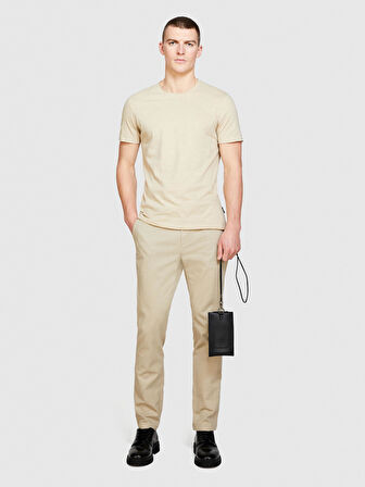 %100 Pamuk Bisiklet Yaka Slim Fit T-Shirt Erkek Bej T-Shirt - 324P3WF0S101K