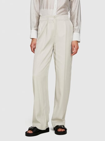 %100 VİSKOZ ÖNÜ PİLELİ GENİŞ PAÇA PANTOLON Kadın Gri Pantolon - 324P49NMLF057