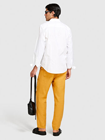 Keten Pamuk Karışımlı Slim Fit Gömlek Erkek Beyaz Gömlek - 324P59A2SQ03G