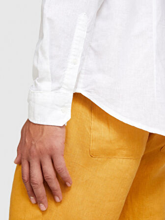 Keten Pamuk Karışımlı Slim Fit Gömlek Erkek Beyaz Gömlek - 324P59A2SQ03G