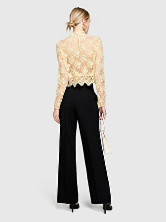 Viskoz Karışımlı Normal Bel Bol Paça Pantolon Kadın Siyah Pantolon - 324P4KVXLF02I