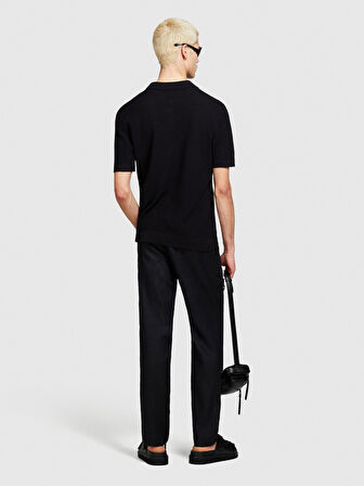 %100 Keten Slim Comfort Fit Pantolon Erkek Siyah Pantolon - 324P4AGHSF049