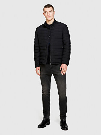 Kolu Logo Etiketli Fermuarlı Cepli Hafif Ceket Erkek Siyah Mont - 324P24UWSN02R