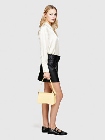 %100 İpek Arkası Uzun Regular Fit Gömlek Kadın Bej Gömlek - 324P5Q6WLQ05E