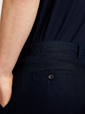 %100 Keten Slim Comfort Fit Pantolon Erkek Lacivert Pantolon - 324P4AGHSF049