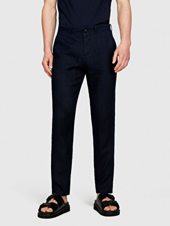%100 Keten Slim Comfort Fit Pantolon Erkek Lacivert Pantolon - 324P4AGHSF049