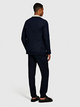 %100 Keten Astarsız Rahat Kalıp Ceket Erkek Lacivert Ceket - 324P2AGHSW01Q