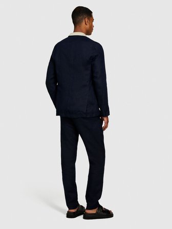 %100 Keten Astarsız Rahat Kalıp Ceket Erkek Lacivert Ceket - 324P2AGHSW01Q