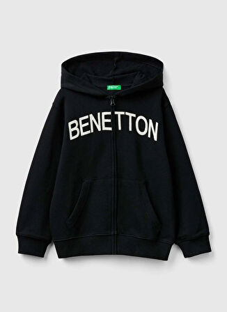 Benetton İşlemeli Erkek Siyah Sweatshırt 3J68C503X 100