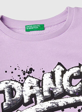 Benetton Baskılı Kız Çocuk Lila Sweatshırt 3J68C10K0 054