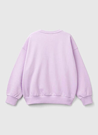 Benetton Baskılı Kız Çocuk Lila Sweatshırt 3J68C10K0 054