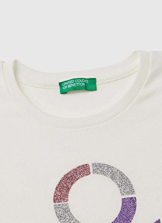 Benetton Baskılı Beyaz Kız Çocuk T-Shirt 3I9WC10JR 074