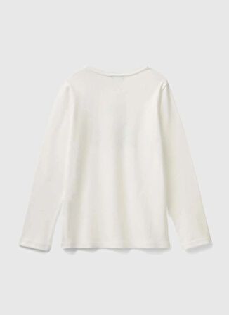 Benetton Baskılı Beyaz Kız Çocuk T-Shirt 3I9WC10JR 074
