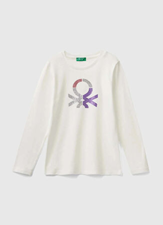 Benetton Baskılı Beyaz Kız Çocuk T-Shirt 3I9WC10JR 074
