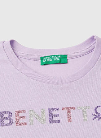 Benetton Baskılı Lila Kadın T-Shirt 3I9WC10JR 054