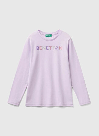 Benetton Baskılı Lila Kadın T-Shirt 3I9WC10JR 054