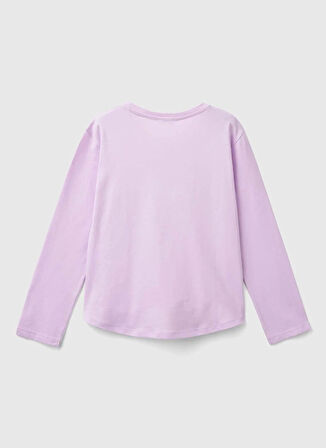 Benetton Baskılı Lila Kadın T-Shirt 3I1XC10KC 054