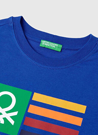 Benetton Baskılı Saks Erkek T-Shirt 3I1XC10JN 19R