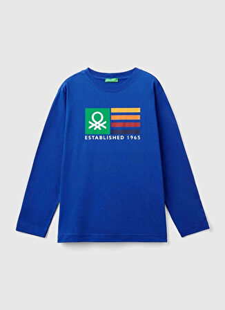 Benetton Baskılı Saks Erkek T-Shirt 3I1XC10JN 19R