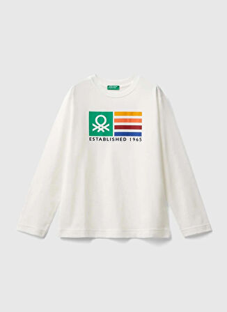 Benetton Baskılı Beyaz Erkek Çocuk T-Shirt 3I1XC10JN 074