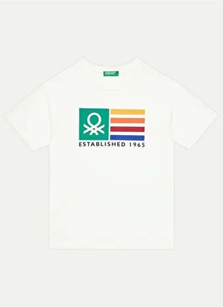 Benetton Baskılı Beyaz Erkek Çocuk T-Shirt 3I1XC10JL 901