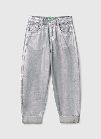 Benetton Katlamalı Paça Gümüş Kız Çocuk Pantolon 48UHCE03M 910