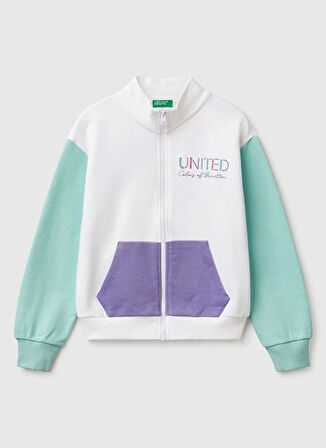Benetton Baskılı Kız Çocuk Beyaz Sweatshırt 3J68C504N