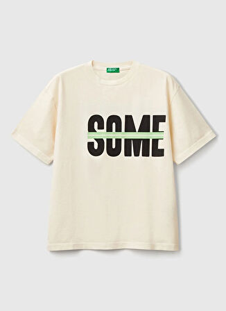 Benetton Baskılı Ekru Erkek Çocuk T-Shirt 3PCMC10N7