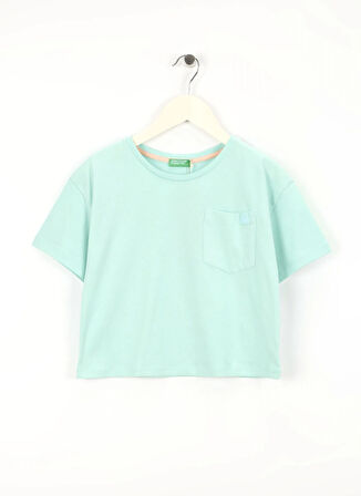 Benetton Baskılı Su Yeşili Kız Çocuk T-Shirt 3I1XC10N8