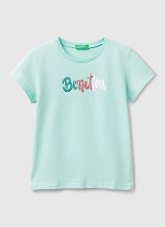 Benetton Baskılı Su Yeşili Kız Çocuk T-Shirt 3I1XC10MZ
