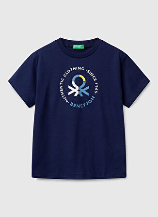 Benetton Baskılı Lacivert Erkek Çocuk T-Shirt 3I1XC10N3