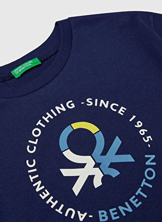 Benetton Baskılı Lacivert Erkek Çocuk T-Shirt 3I1XC10N3