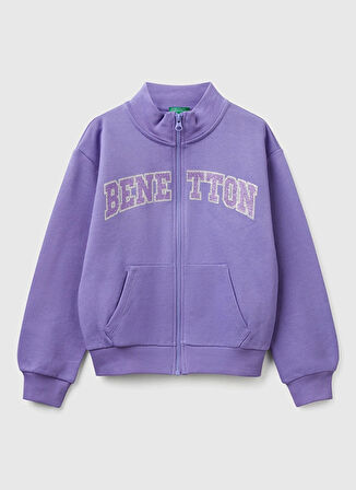 Benetton Baskılı Kız Çocuk Mor Sweatshırt 3J68C504N