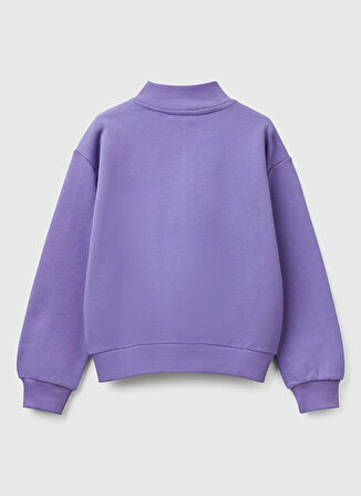 Benetton Baskılı Kız Çocuk Mor Sweatshırt 3J68C504N