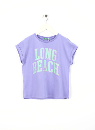 Benetton Baskılı Mor Kız Çocuk T-Shirt 3I1XC10NZ