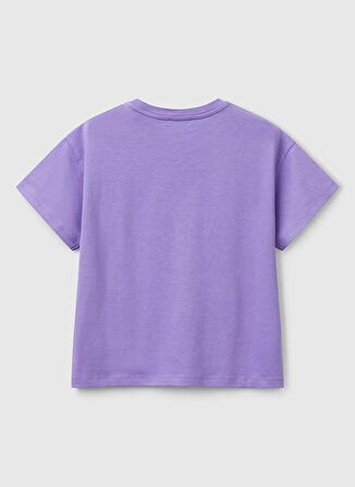 Benetton Baskılı Mor Kız Çocuk T-Shirt 3I1XC10NY