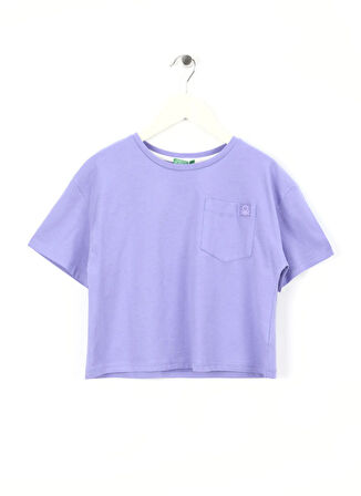 Benetton Baskılı Mor Kız Çocuk T-Shirt 3I1XC10N8