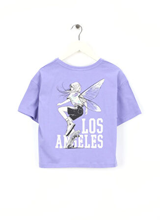 Benetton Baskılı Mor Kız Çocuk T-Shirt 3I1XC10N8