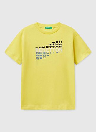 Benetton Baskılı Sarı Erkek Çocuk T-Shirt 3I1XC10N3