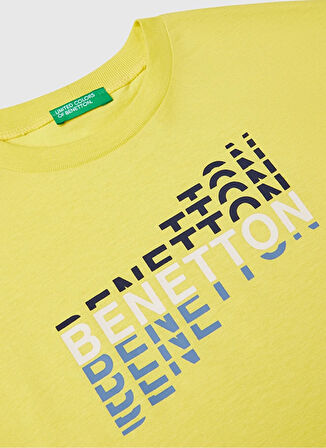 Benetton Baskılı Sarı Erkek Çocuk T-Shirt 3I1XC10N3