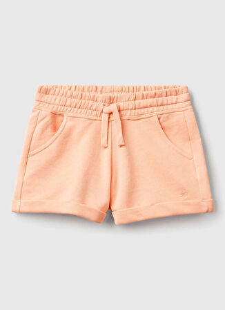 Benetton Normal Bel Regular Fit Şeftali Kız Çocuk Şort 3J68C901C