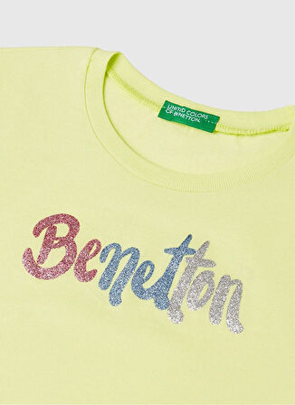 Benetton Baskılı Sarı Kız Çocuk T-Shirt 3I1XC10MZ