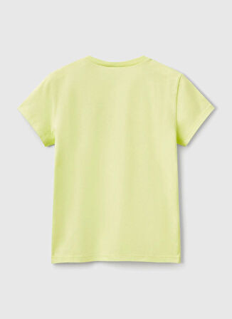 Benetton Baskılı Sarı Kız Çocuk T-Shirt 3I1XC10MZ