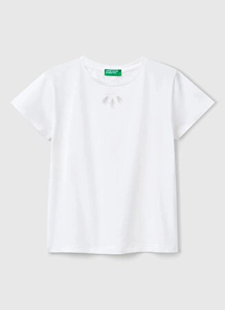 Benetton Baskılı Beyaz Kız Çocuk T-Shirt 3P4ZC10O0