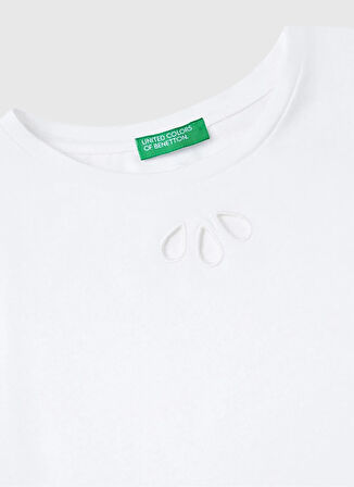 Benetton Baskılı Beyaz Kız Çocuk T-Shirt 3P4ZC10O0