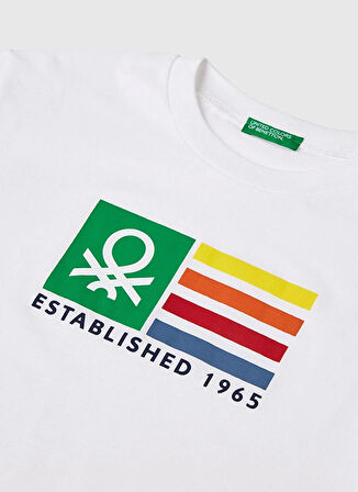 Benetton Baskılı Beyaz Erkek Çocuk T-Shirt 3I1XC10N3
