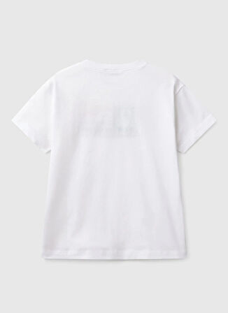 Benetton Baskılı Beyaz Erkek Çocuk T-Shirt 3I1XC10N3