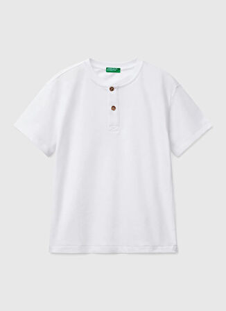 Benetton Baskılı Beyaz Erkek Çocuk T-Shirt 3F4JC10NN