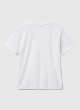 Benetton Baskılı Beyaz Erkek Çocuk T-Shirt 3F4JC10NN